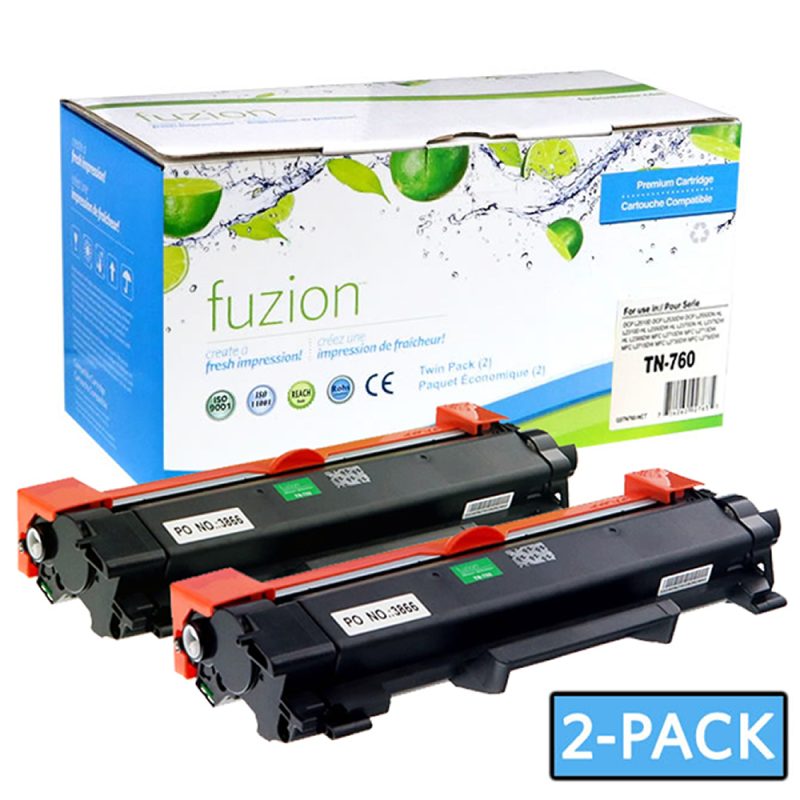 Brother TN760 Toner Compatible à haut rendement - Black (2 Pack)